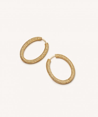 Florentine Finish Small Oval Hoop Earrings