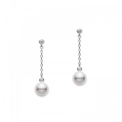 Mikimoto Akoya Pearl and Diamond Drop Earrings