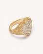 White Diamond Pavé Cuore Ring 18k Yellow Gold