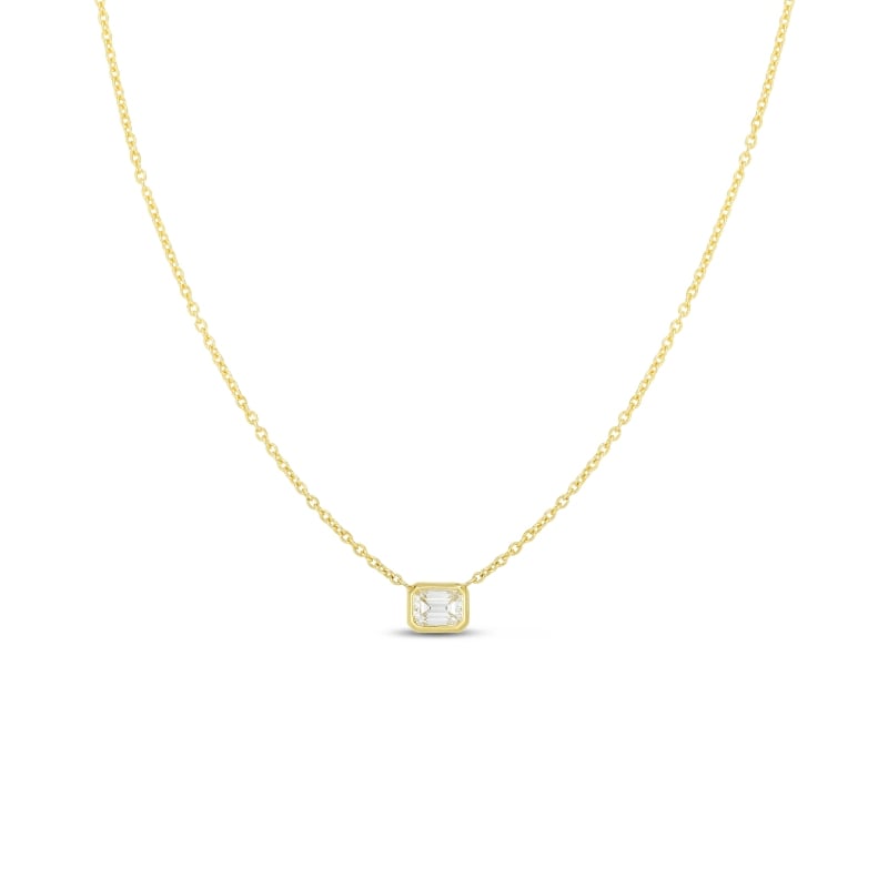 Roberto Coin 18K Yellow Gold Emerald Cut Diamond Pendant Necklace