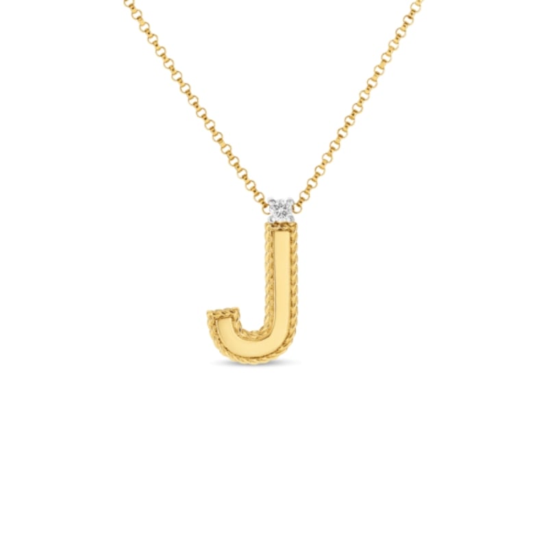 Roberto Coin 18K Yellow Gold Diamond Princess Letter "J" Necklace