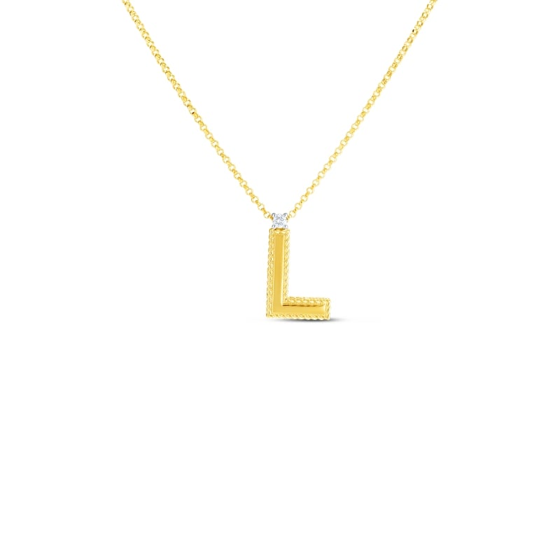 Roberto Coin 18K Yellow Gold Diamond Princess Letter "L" Necklace