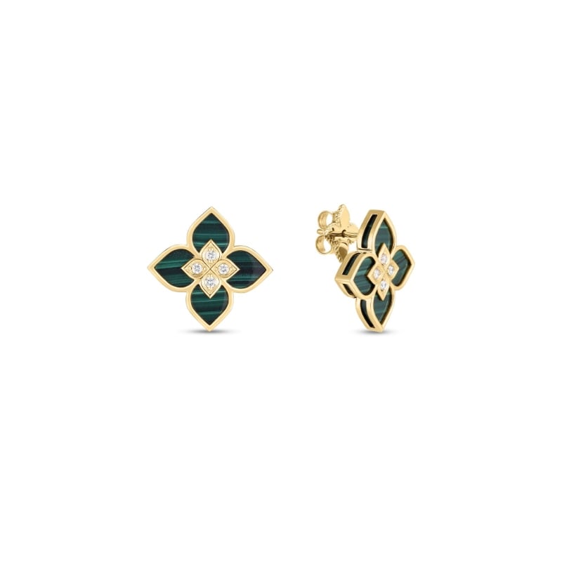 Roberto Coin 18K Yellow Gold Diamond Malachite Venetian Princess Earrings