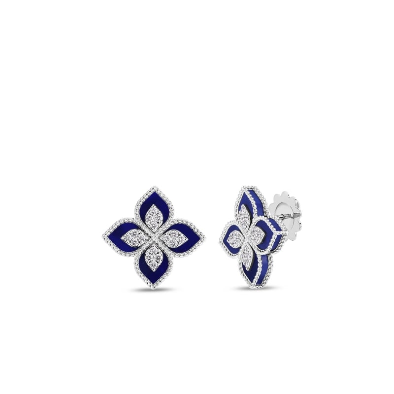 Roberto Coin 18K White Gold Blue Lapis Diamond Venetian Princess Earrings