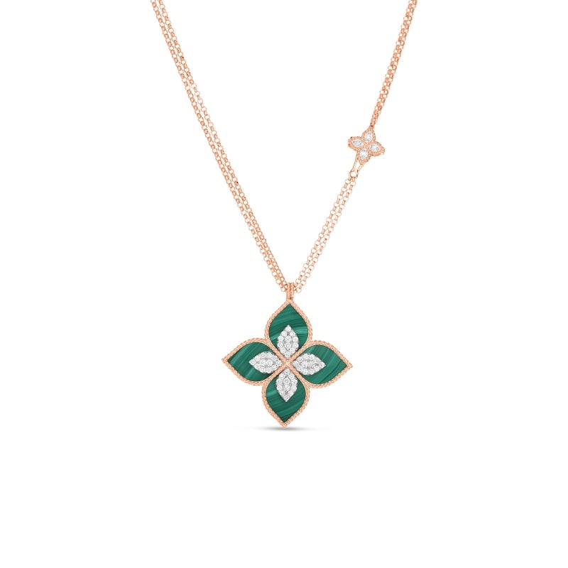 Roberto Coin 18K Rose Gold Malachite Diamond Venetian Princess Necklace