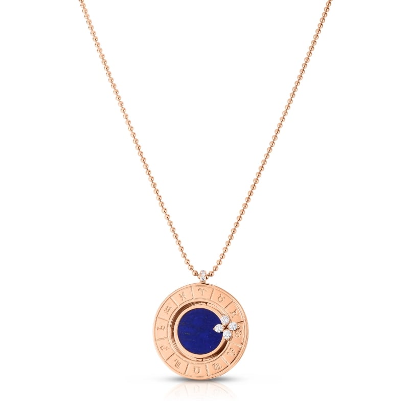 Roberto Coin 18K Rose Gold Blue Lapis Diamond Zodiac Necklace