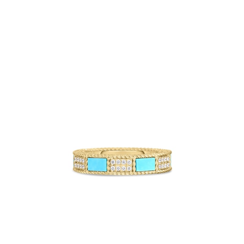 Roberto Coin 18K Yellow Gold Diamond Turquoise Mosaic Ring