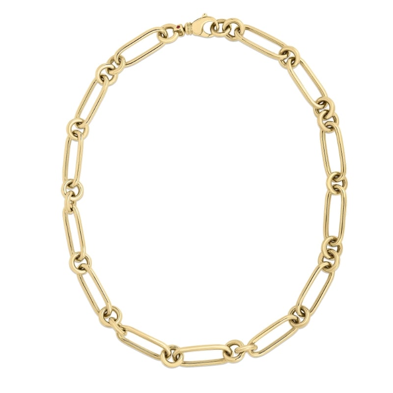 Roberto Coin 18K Yellow Gold Alt Rectangular/Round Link Chain Necklace